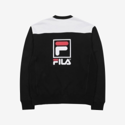 Fila Stacked Block - Miesten Hoodie - Mustat | FI-39434